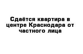 Сдаётся квартира в центре Краснодара от частного лица